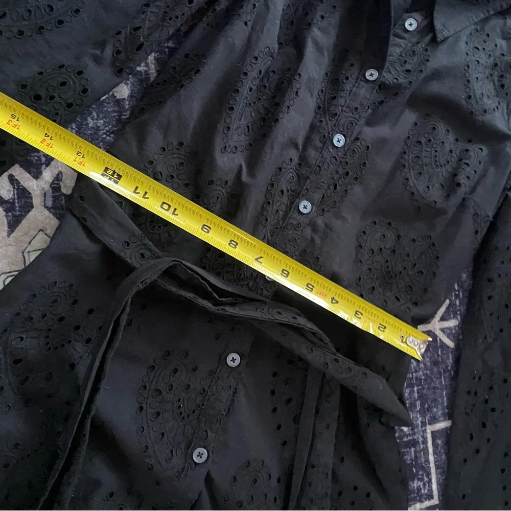 Boden Black Eyelet Button-Front Midi Dress - Picture 7 of 14